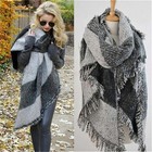 Large Cape Thick Stole Pashmina Scarves Shawl Style Tartan Wrap Scarf