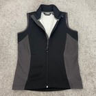 Sunice Vest Womens Medium Houndstooth Golf Stretch Full Zip Mock Neck Black