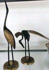 Vintage Pair Solid Enamel Brass Cranes Egret Heron Figurine Decorative Mcm 12 