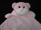 Aurora Bear Security Blanket Baby Lovey Pink White Gingham 2004