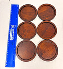 Pier 1 Imports Wooden Coaster Set W Holder 6 Round Drink Coasters Mcm Teak Wood