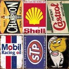 Set Of 6 Vintage Metal Tin Signs - Retro Garage   Oil Station Wall Decor 8x12