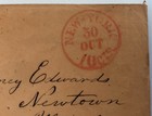1845 New York City Stampless Red Cds 10cts Integral Rate To Newtown Ohio