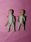 Pair Of Antique Miniature All Bisque Dollhouse Bath Dolls Jointed 2 1 4    As-is
