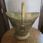 Antique Victorian Double-lidded Brass Coal Scuttle Bucket  Coal Caddy 1880-1900