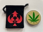 Poker Weight Card Guard Hand Protector Pot Committed Marijuana Leaf Chip Casino