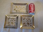 Lot 3 Georges Briard Clear   Gold Glass Mid Century Modern Floral Tulip Trays