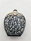 Chinese Snuff Bottle Carved Old Beijing Glaze Carving Blue Warrior