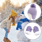 Kids Winter Beanie Hat Mittens Set Warm Fleece Hat Baby Toddler Knitted Hat     