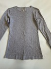 Waffle Knit Thermal Top Womens Gray Longsleeve Crew Neck Slim Fit Casual Basic