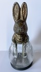 Vintage Antique Rabbit Glass Candy Container With Paint And Bottom