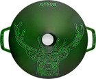 Free Shipping   Staub 26cm French Oven Stag  drawing  Basil Green  Cast Iron