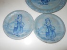 Vtg Childs Tin Tea Set - Blue Delph Child  Dutch Girl   Windmill