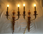 Rewired Pair Antique Wall Sconces Arts   Crafts Deco Neoclassical Torch Copper