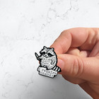 I Require Snacks Raccoon Enamel Pin     Funny Animal Meme Lapel Badge