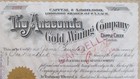 1892 Cripple Creek Colo  Anaconda Gold Mine Company Stock Certificate-issued