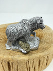 Vintage Miniature Carved Pewter Bear With Pyrite Figurine Statue By Bouvier 1992