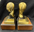 Vintage A c  Rehberger Art Deco Lady Bust Bookends Acr Bronze Finish Pair