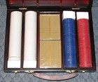 Poker Chip Set With High Gloss Wood Case - The Classic Collection - Never Used   