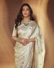 Indian Bollywood Style Unstitched Sari Blouse Soft Lichi Silk Saree Wedding Wear
