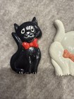 Vintage 3pc Ceramic Cat Refrigerator Magnets 2 5    Hand Painted