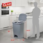 Glad Kitchen Trash Can With Lid  Foot Pedal And Garbage Bag Rings  20 Gal  Grey