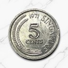 1971          Singapore 5 Cents Fao Food From Sea  Free Shipping 