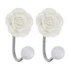  2pcs Hanger Hooks Flower Wall Decor Ceramic Coat Hook Decorative White Rose