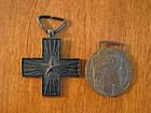 2 Antique Bronze Italian Military Medals Merit Cross Service Decoration 1918