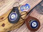 Rare Vintage 1970s Blue Mercedes - Benz Car Leather Key Chain Ring Fob New