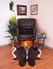 Tricolor Cowhide Rug Cow Hide Skin Hair On Handmade Leather Area Rug 4x4 Ft Sale