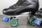 Vintage Dominion Canada Black Leather Roller Skates Sz 8 American Roller Wheels