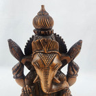 Vintage Rare Hand Carved Wood Worship Hindu God Ganesha Figure Deity Statue