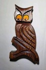 Vintage Mid Century Modern Green Mountain Mfg  Handcrafted Wooden Hanging Owl 