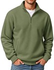 Mens Quarter Zip Pullover Sweatshirt Fleece Mock Neck With Large Army Green