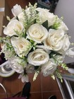 White Silk Rose Bridal Bouquet Handmade Artificial Wedding Flowers Bride Decor