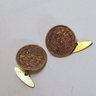 Gold Tone Aluminum Brass Round Floral Cufflinks