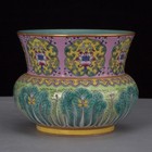 Chinese Famille Rose Porcelain Cabbage Lotus Pattren Pot Slag Hopper 4 92 Inch