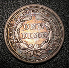 Old Us Coins Silver  1858  Highgrade Liberty Seated Dime 10c Ten Cents Toned