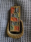 Vintage Terra Sancta Guild Brass Door Knocker  peace To All Who Enter Here  Nice