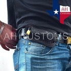  Hand Made Pure Leather Engraved Horizontal Sheath For Folding Pocket Knife