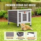 Outdoor Cat House Wooden Feral Cat Shelter With Roof   Pvc Door Flaps