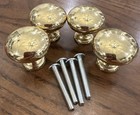 Set Of 8 Vintage Solid Brass Door Drawer Cabinet Round Knob Pulls 1 25  Diameter