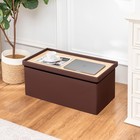 14 9x30x12 2 Inch Storage Ottoman Bench Foldable Foot Stool Tray Lid Brown