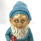 Vtg Smiling Blue Gnome Figure W mushroom Knit Cloth Hat Made In Japan Labeled