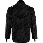 Men Black Suede Western Fringe Vintage Jacket Native Style Cowboy Coat Handmade