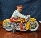 Vintage Mar Marx Tin Litho Wind-up Motorcycle With Siren Bright Color Working