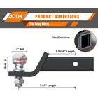 Ac-dk Trailer Hitch Ball Mount With 2  Ball For 2-inch Receiver   2-inch Drop   
