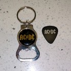 Vintage Ac dc Metal Bottle Opener   Keychain Back In Black   Guitar Pick