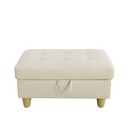 Storage Ottoman Upholstered Faux Leather Rectangle Ottoman With Storage Foot    